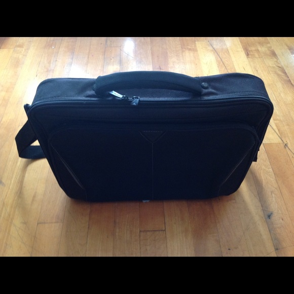 TARGUS Black Canvas Laptop Case Zippered Briefcase Messenger Bag 17 X 12 - Picture 9 of 13